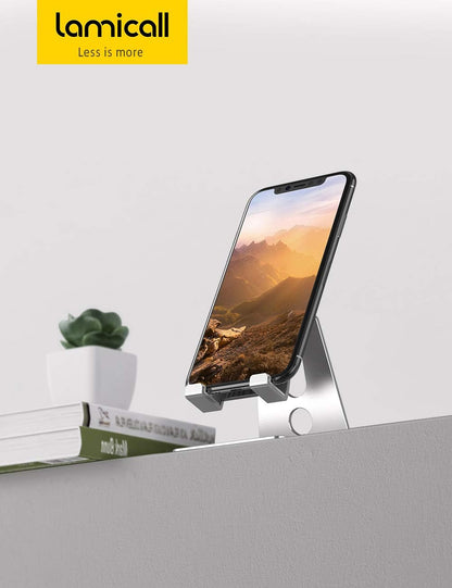 Adjustable Cell Phone Stand Phone Desk Holder, Cradle, Dock, Mobile Smartphone Stand, Compatible with Phone 12 Mini 11 Pro Xs Max XR X 8 7 6 plus SE Charging, Desktop Accessories - Silver