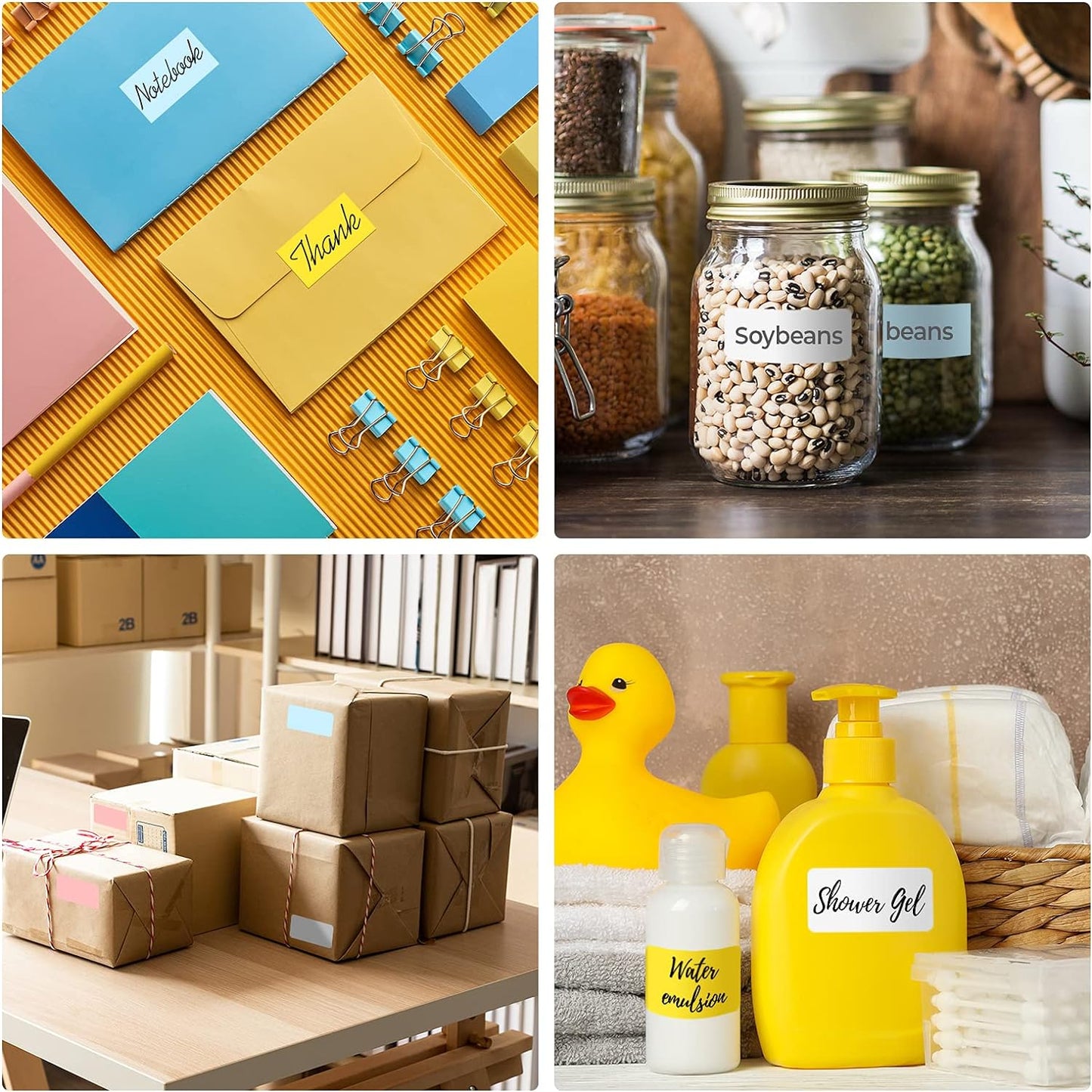 2.25"X1.25" Thermal Sticker Labels, Yellow Self-Adhesive Barcode Label Paper for Direct Thermal Printer and Business, Multi-Purpose Rectangle Address Shipping Mailing Sticker,1000 Sheets/Roll